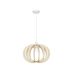 Ottoline Spherical Pendant Ceiling Light White Metal Natural Wood LED E27
