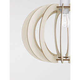 Ottoline Spherical Pendant Ceiling Light White Metal Natural Wood LED E27 - thumbnail 3
