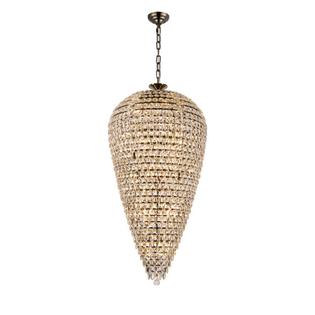 Coniston Tall Acorn Pendant, 30 Light E14, Antique Brass/Crystal, Item Weight: 84.10kg - image 1