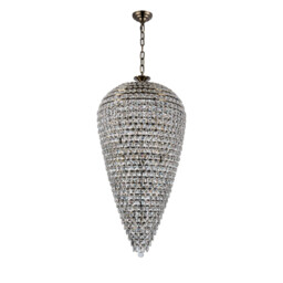 Coniston Tall Acorn Pendant, 30 Light E14, Antique Brass/Crystal, Item Weight: 84.10kg - thumbnail 3