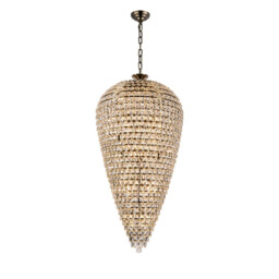Coniston Tall Acorn Pendant, 30 Light E14, Antique Brass/Crystal, Item Weight: 84.10kg - thumbnail 1
