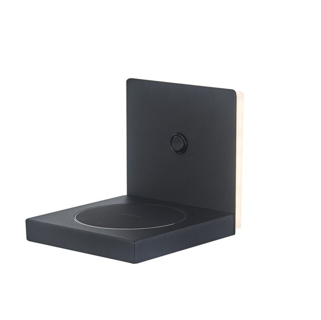 Zanzibar Backlight Wall Lamp Switched With Mobile Phone Induction Charger, 3W LED, 3000K, 210lm, Sand Black - image 1