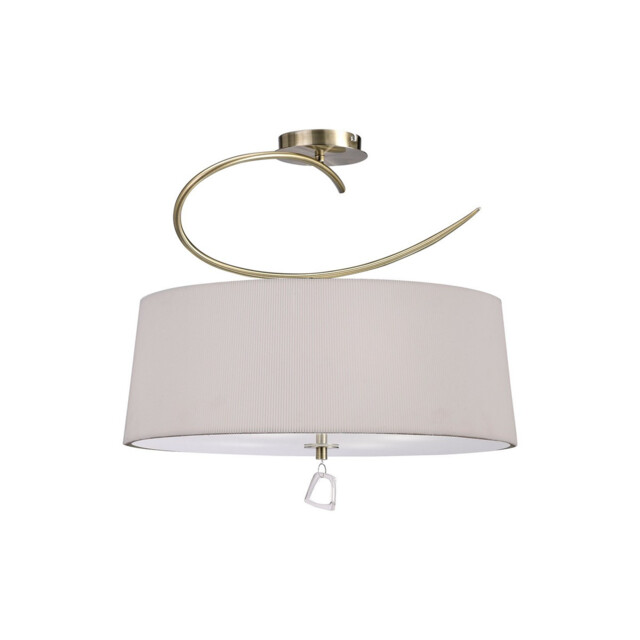 Mara Semi Flush 4 Light E27 Round, Antique Brass With Ivory White Shade - image 1