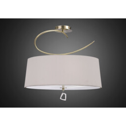 Mara Semi Flush 4 Light E27 Round, Antique Brass With Ivory White Shade - thumbnail 2