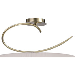 Mara Semi Flush 4 Light E27 Round, Antique Brass With Ivory White Shade - thumbnail 5