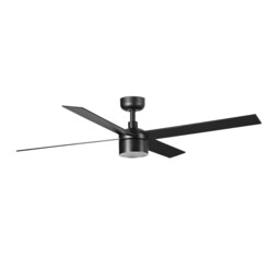 Rudder Recessed 132cm TEK LED Ceiling Fan Matt Black, Walnut Blades 3000K, 4 Blade Reversible