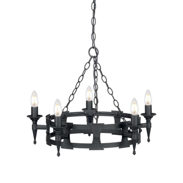 Saxon 5 Light Chandelier Black Finish, E14 - image 1