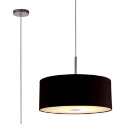 Baymont Polished Chrome E27 Single Pendant With 50cm x 20cm Dual Faux Silk Shade, Black/Green Olive