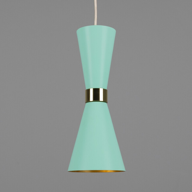 Cairo Coloured Pendant Light, Polished Brass, Mint Turquoise - image 1