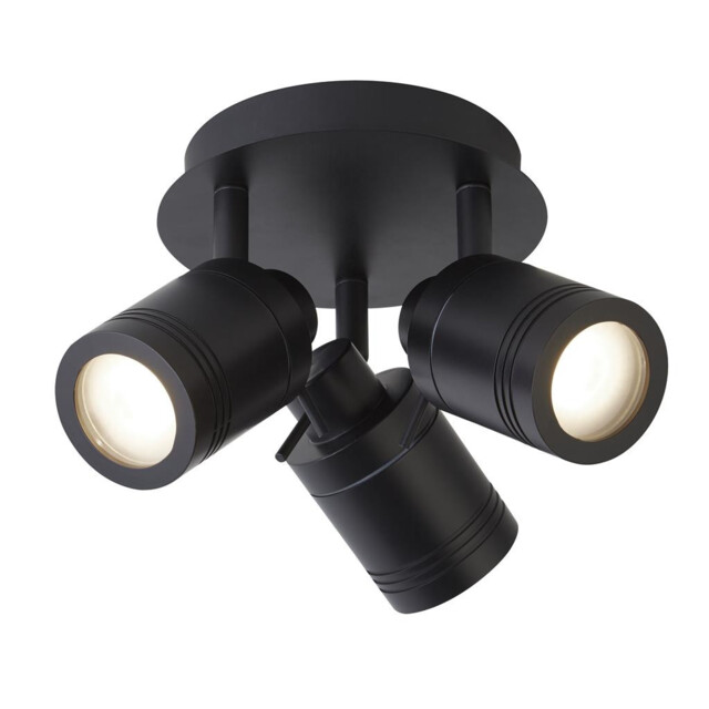 Samson 3 Light IP44 Bathroom Spot Plate, Matt Black IP44 - image 1