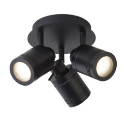 Samson 3 Light IP44 Bathroom Spot Plate, Matt Black IP44