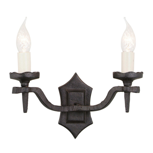 Rectory 2 Light Indoor Candle Wall Light Black, E14 - image 1
