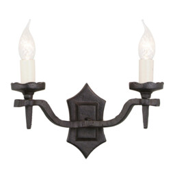Rectory 2 Light Indoor Candle Wall Light Black, E14