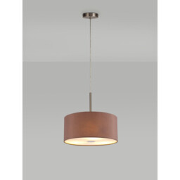 Baymont Satin Nickel 5 Light E27 Single Pendant With 40cm x 18cm Dual Faux Silk Shade, Taupe/Halo Gold - thumbnail 2