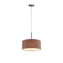 Baymont Satin Nickel 5 Light E27 Single Pendant With 40cm x 18cm Dual Faux Silk Shade, Taupe/Halo Gold - thumbnail 5