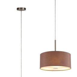 Baymont Satin Nickel 5 Light E27 Single Pendant With 40cm x 18cm Dual Faux Silk Shade, Taupe/Halo Gold