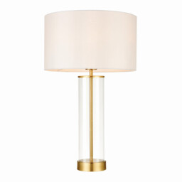 Lessina Table Lamp Satin Brushed Gold, Vintage White Silk Effect, E27