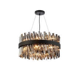 Lysander 18 Light G9, Ceiling Pendant Round, Satin Black, Smoke Item Weight: 16.81kg - thumbnail 1