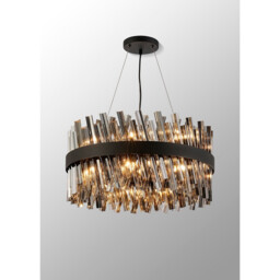 Lysander 18 Light G9, Ceiling Pendant Round, Satin Black, Smoke Item Weight: 16.81kg - thumbnail 3