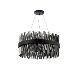 Lysander 18 Light G9, Ceiling Pendant Round, Satin Black, Smoke Item Weight: 16.81kg - thumbnail 5