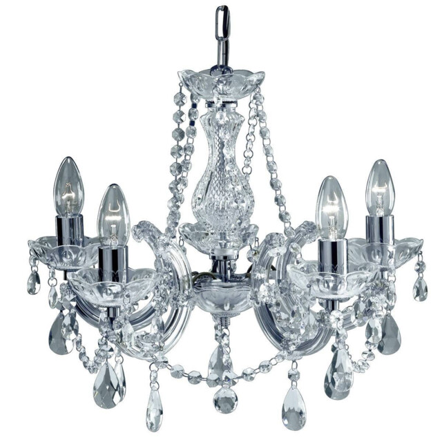 Marie Therese 5 Light Crystal Chandelier Chrome Finish, E14 - image 1