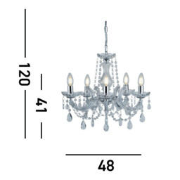 Marie Therese 5 Light Crystal Chandelier Chrome Finish, E14 - thumbnail 5