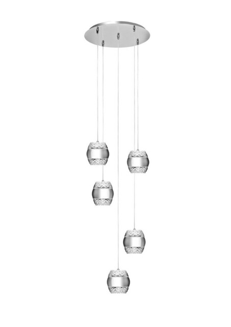 Khalifa Ceiling Cluster Pendant 5 X 6W LED 3000K Line Polished Chrome, Glass, 5400lm, - image 1