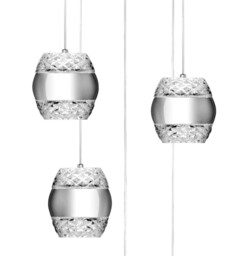 Khalifa Ceiling Cluster Pendant 5 X 6W LED 3000K Line Polished Chrome, Glass, 5400lm, - thumbnail 5