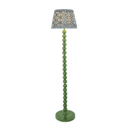 Higgledy Gloss Cotswold Green Paint Floor Lamp with Marlin Blue Fabric Ripple Shade 35cm E27