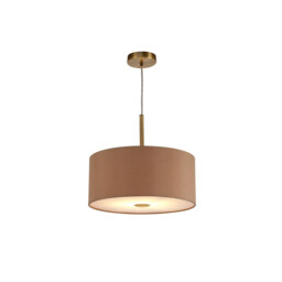 Baymont Antique Brass E27 Single Pendant With 40cm x 18cm Dual Faux Silk Shade, Antique Gold/Ruby - thumbnail 5