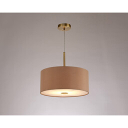 Baymont Antique Brass E27 Single Pendant With 40cm x 18cm Dual Faux Silk Shade, Antique Gold/Ruby - thumbnail 2
