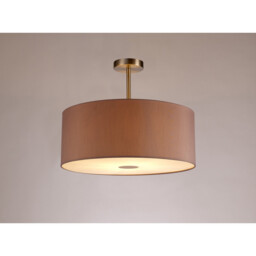 Baymont Satin Nickel E27 Semi Flush With 50cm x 20cm Dual Faux Silk Shade, Taupe/Halo Gold - thumbnail 2