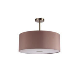 Baymont Satin Nickel E27 Semi Flush With 50cm x 20cm Dual Faux Silk Shade, Taupe/Halo Gold - thumbnail 5