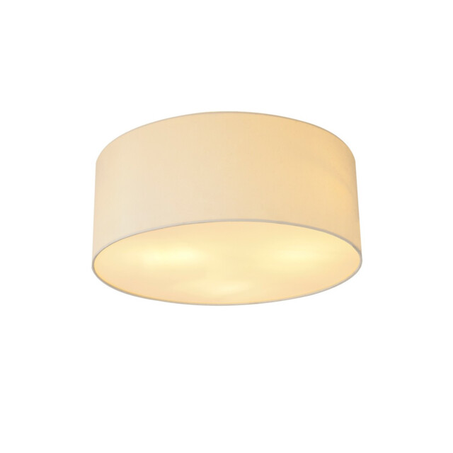 Baymont White 5 Light E27 Universal Flush Ceiling Fixture With 50cm x 20cm Faux Silk Shade, Ivory Pearl/White Laminate - image 1