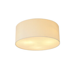 Baymont White 5 Light E27 Universal Flush Ceiling Fixture With 50cm x 20cm Faux Silk Shade, Ivory Pearl/White Laminate - thumbnail 1