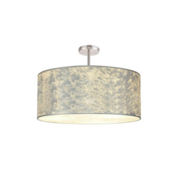 Baymont Polished Chrome 5 Light E27 Semi Flush Fixture With 60cm x 22cm Silver Leaf Shade - thumbnail 1