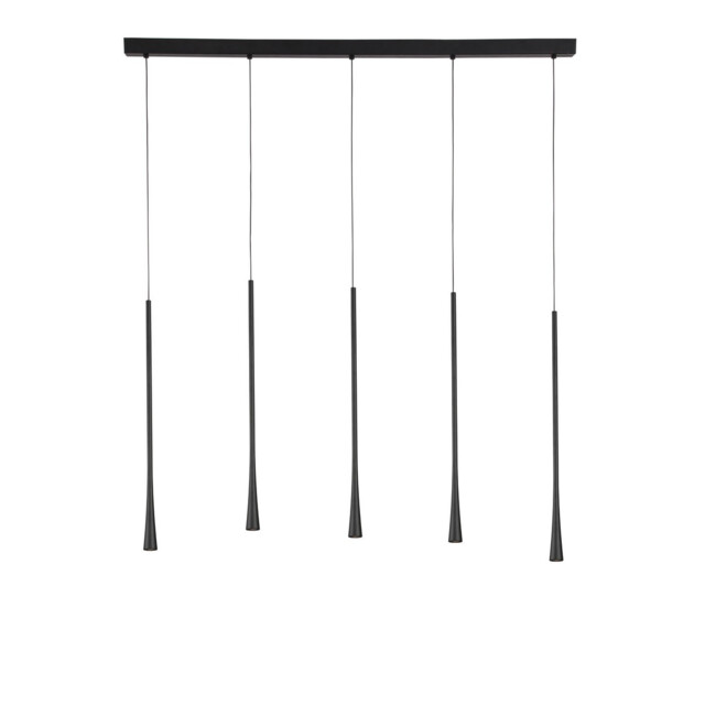 Goccio 5 Light Bar Pendant Ceiling Light Black Aluminium, Steel Black Fabric Wire LED 5x7W 1065Lm 3000K - image 1