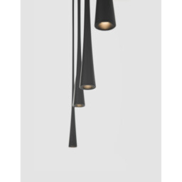 Goccio 5 Light Bar Pendant Ceiling Light Black Aluminium, Steel Black Fabric Wire LED 5x7W 1065Lm 3000K - thumbnail 5