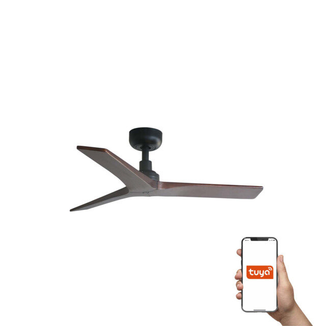 Klim Small Smart Ceiling Fan Black, Walnut Blades - image 1