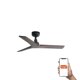 Klim Small Smart Ceiling Fan Black, Walnut Blades - thumbnail 1