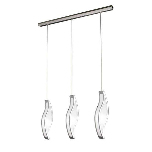 Sintesys Linear Pendant 3 Drop E27 3 Light E27 Bar, Polished Chrome/White Acrylic, CFL Lamps INCLUDED - image 1