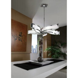 Sintesys Linear Pendant 3 Drop E27 3 Light E27 Bar, Polished Chrome/White Acrylic, CFL Lamps INCLUDED - thumbnail 3