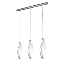 Sintesys Linear Pendant 3 Drop E27 3 Light E27 Bar, Polished Chrome/White Acrylic, CFL Lamps INCLUDED