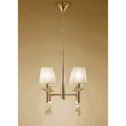 Tiffany Pendant 4+4 Light E14+G9, French Gold With Cream Shades & Clear Crystal - thumbnail 2