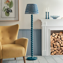 Higgledy Gloss Marlin Blue Paint Floor Lamp with Marlin Blue Fabric Ripple Shade 40cm E27 - thumbnail 3