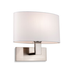 Webster 1 Light Single Indoor Wall Light Brushed Steel, Cream Shade, E27