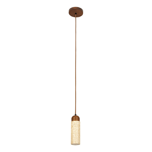 Zambelis Slim Pendant Ceiling Light Natural Stone-Brown Wood 1xGU10 - image 1