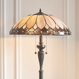 Brooklyn 2 Light Floor Lamp Dark Bronze, Tiffany Glass, E27 - thumbnail 3