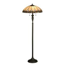 Brooklyn 2 Light Floor Lamp Dark Bronze, Tiffany Glass, E27
