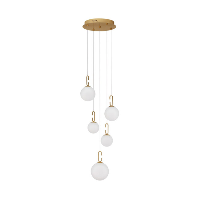 Hook Integrated LED Pendant Ceiling Light Satin Gold Metal, Opal White Glass LED 37W 3147Lm 3000K - image 1
